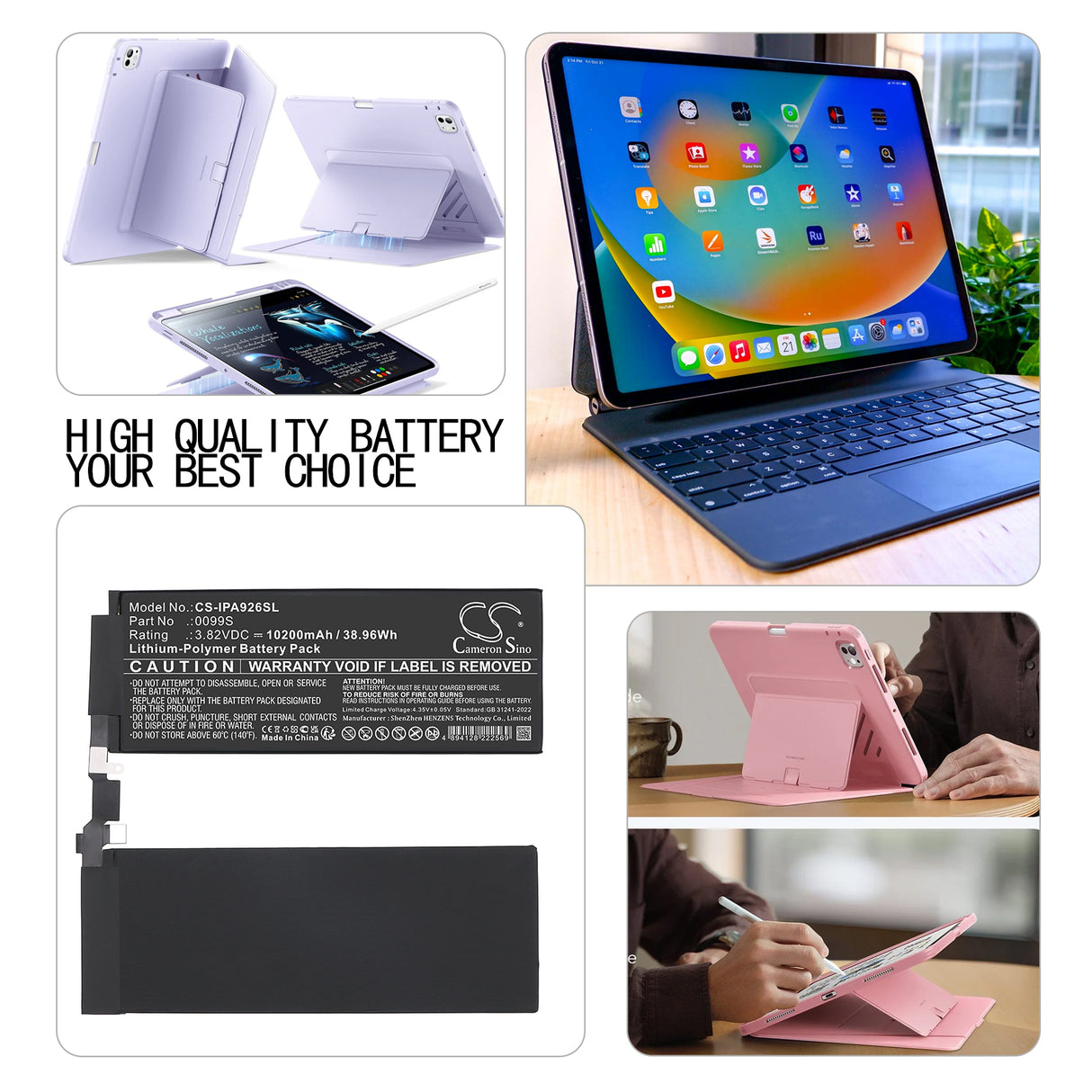 3.82V, Li-Polymer, 10200mAh, Tablet battery fits Apple, 0099S, A2925, A2926, 38.96Wh Tablet Cameron Sino Technology Limited