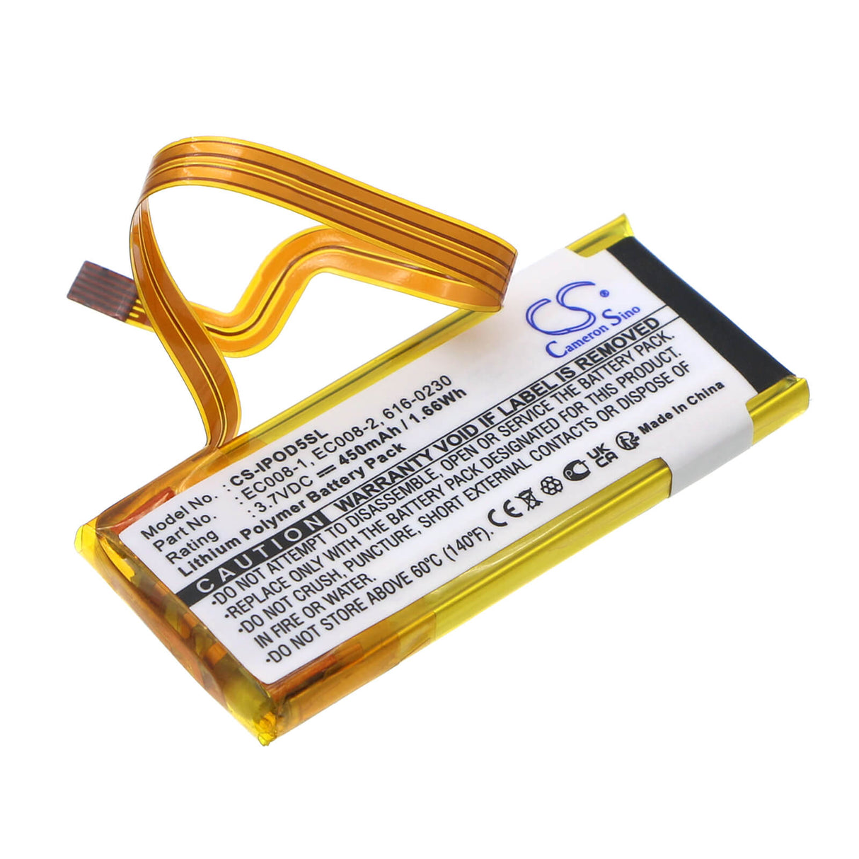 Cameron Sino CS-IPOD5SL Battery for Apple iPod Classic & Video 450mAh Replacement Media Player Cameron Sino Technology Limited