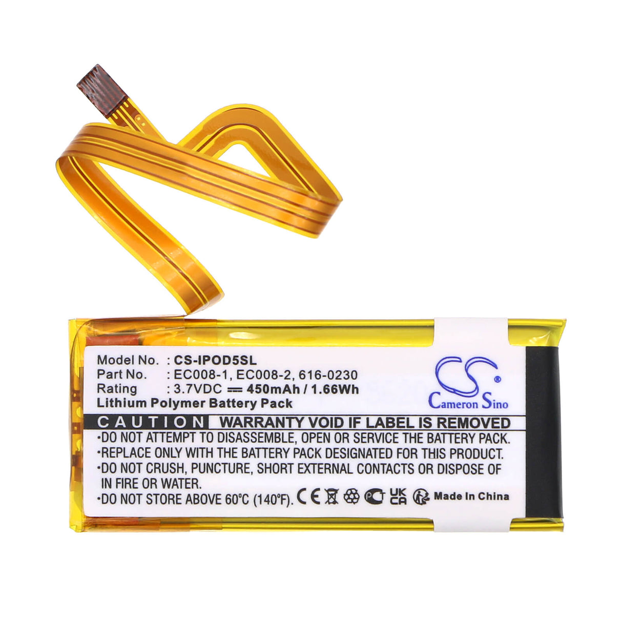 Cameron Sino CS-IPOD5SL Battery for Apple iPod Classic & Video 450mAh Replacement Media Player Cameron Sino Technology Limited