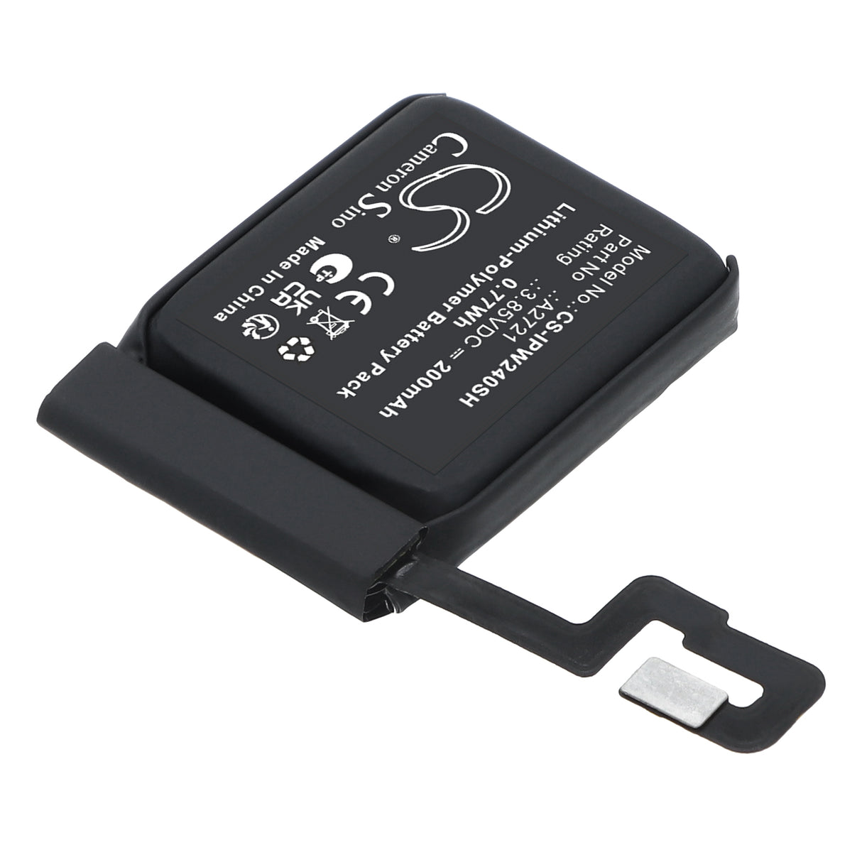 3.85V, Li-Polymer, 200mAh, Smartwatch battery fits Apple, A2721, Watch SE 2 40mm, 0.77Wh Smartwatch Cameron Sino Technology Limited
