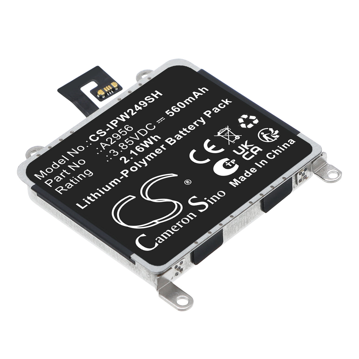 3.85V, Li-Polymer, 560mAh, Smartwatch battery fits Apple, A2956, A2686, A2887, 2.16Wh Smartwatch Cameron Sino Technology Limited
