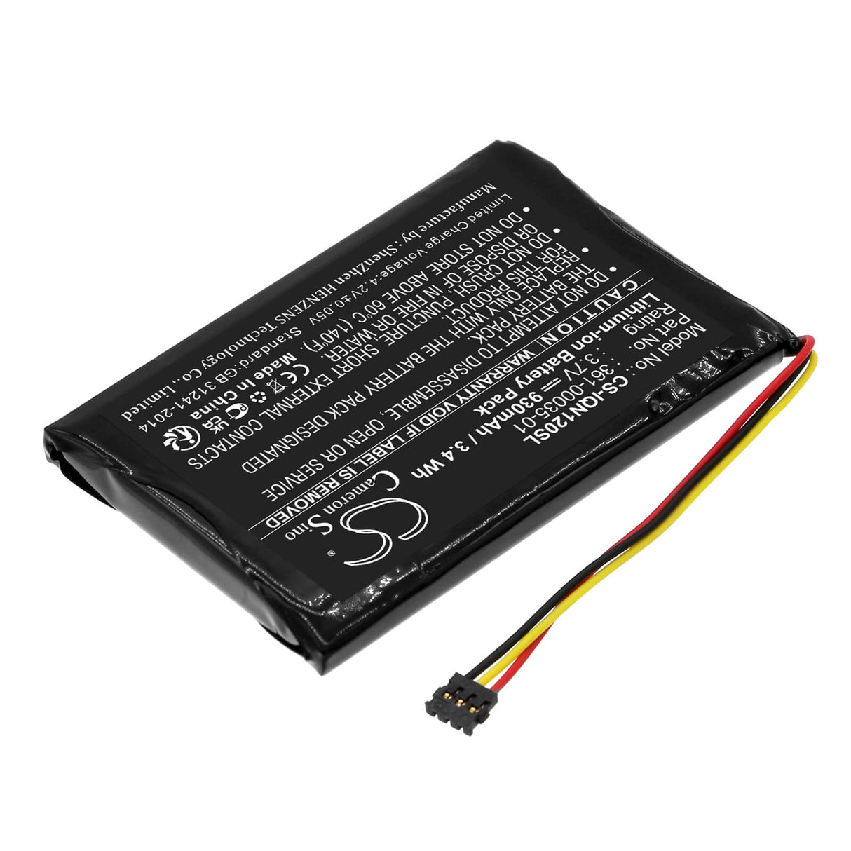 3,7V, Li-ion, 930mAh, batterie GPS compatible Garmin, 361-00035-01, Drive Assist 50, Drive Assist 50lmt, 3,44Wh GPS, Navigator Cameron Sino Technology Limited