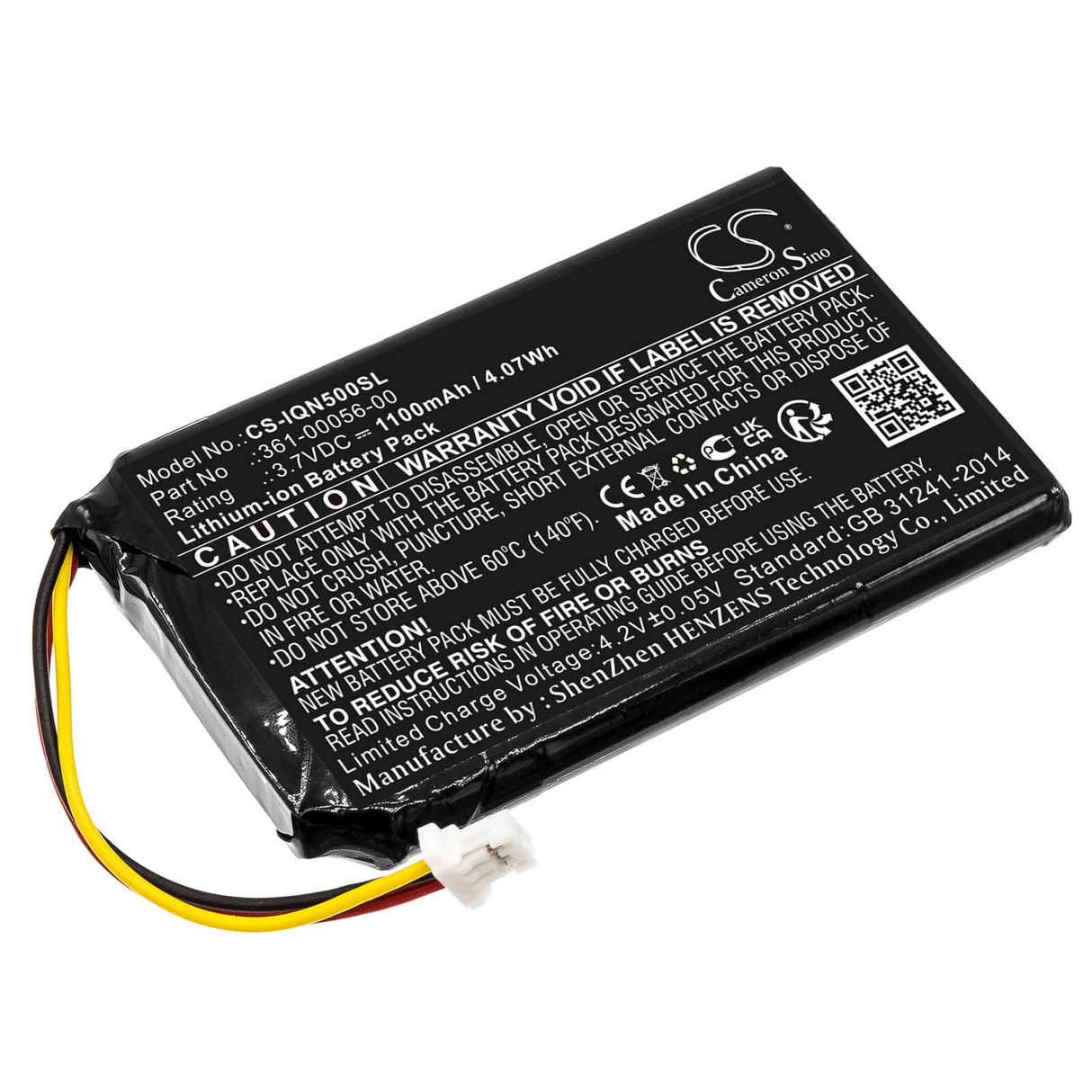 3,7V, Li-ion, 1100mAh, batterie GPS compatible Garmin, Mitac, 361-00056-08, Drive 50 LM, Nuvi 58LM, 4,07Wh GPS, Navigator Cameron Sino Technology Limited
