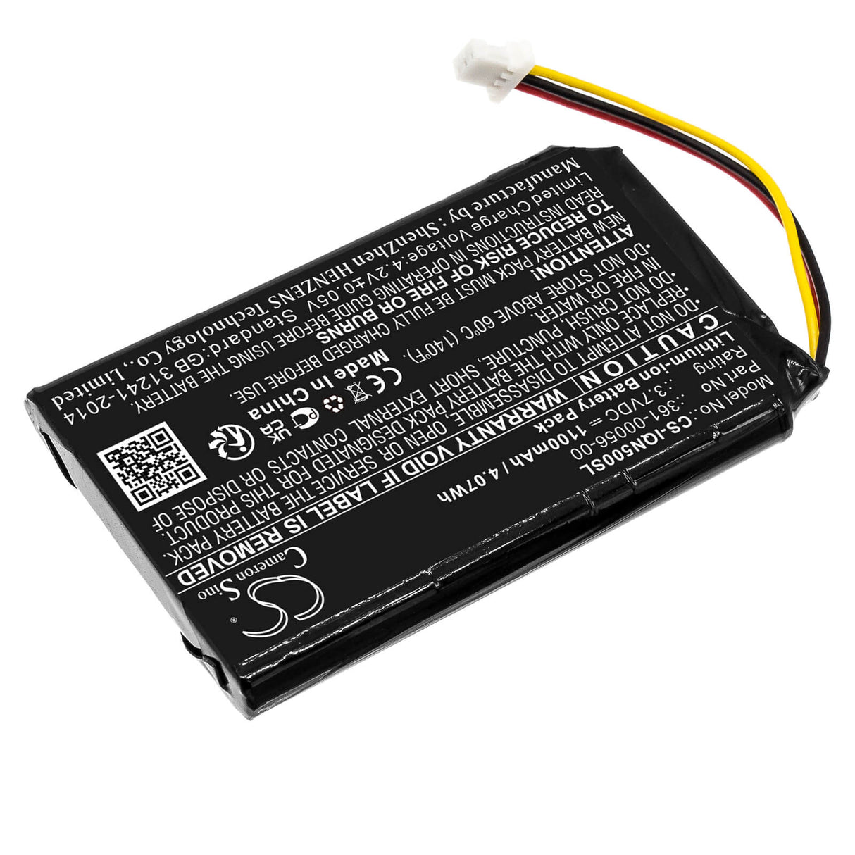 3,7V, Li-ion, 1100mAh, batterie GPS compatible Garmin, Mitac, 361-00056-08, Drive 50 LM, Nuvi 58LM, 4,07Wh GPS, Navigator Cameron Sino Technology Limited
