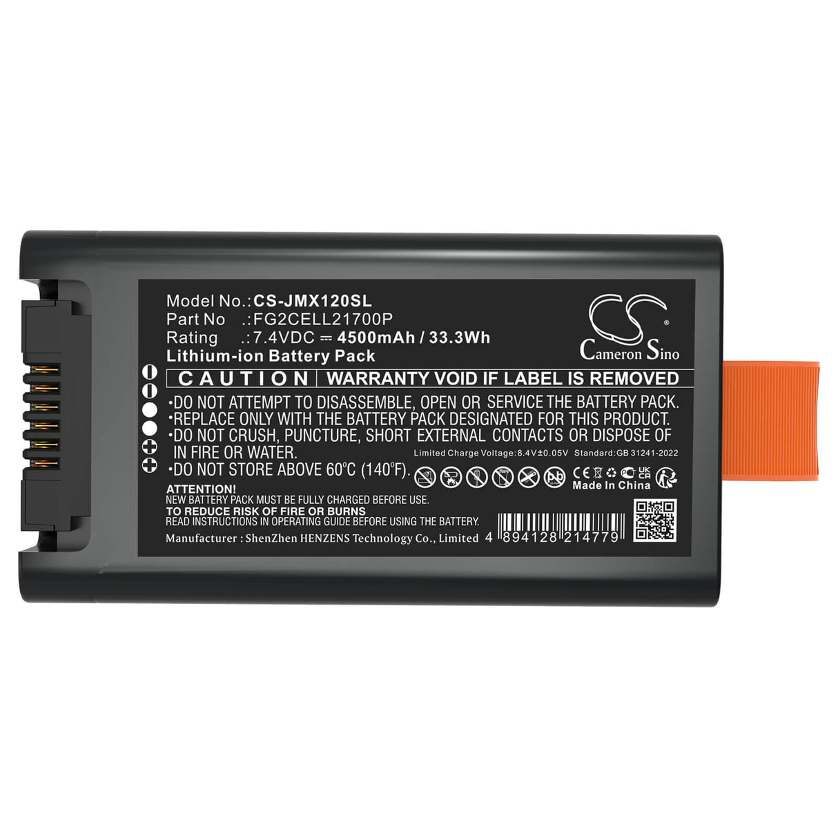 7.4V, Li-ion, 4700mAh, Batterie de haut-parleur compatible avec Jbl, Fg2cell21700p, Partybox Club 120, 34.78Wh Haut-parleur Cameron Sino Technology Limited