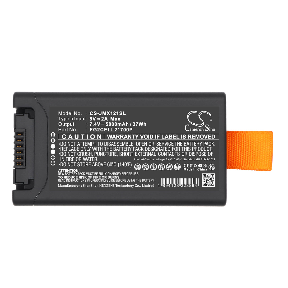 7.4V, Li-ion, 5000mAh, Speaker battery fits JBL, FG2CELL21700P, PartyBox Club 120, 37Wh Speaker Cameron Sino Technology Limited