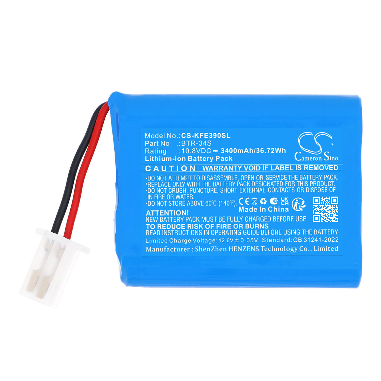 10.8V, Li-ion, 3400mAh, Equipment, Survey, Test battery fits KomShine, BTR-34S, EX39, Fusion Splicer, 36.72Wh Equipment, Survey, Test Cameron Sino Technology Limited