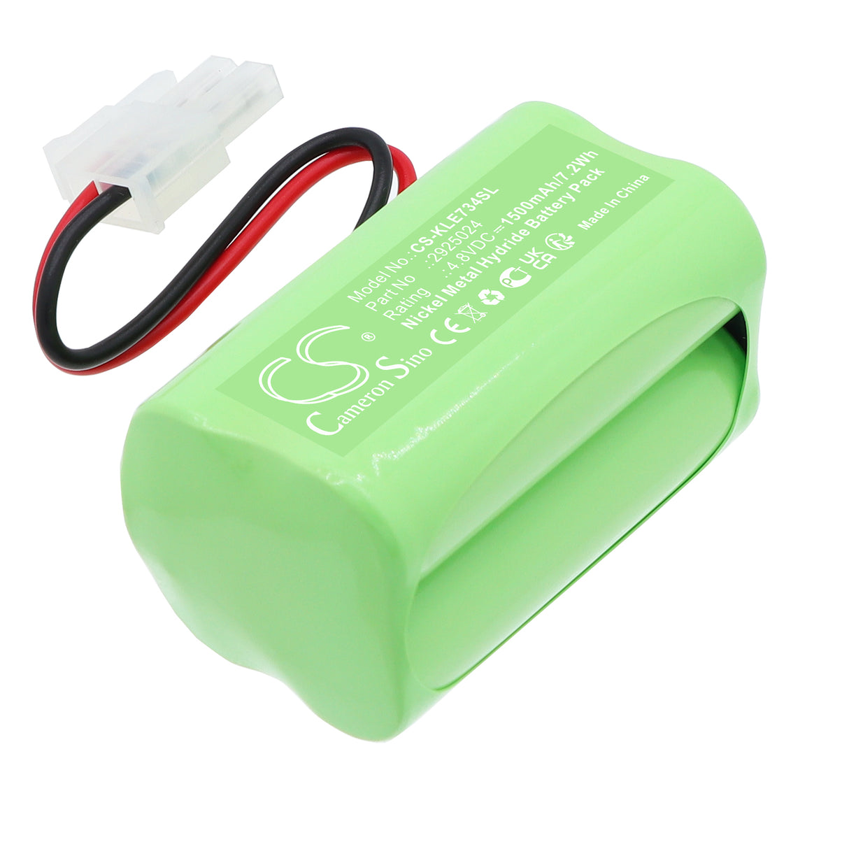 4.8V, Ni-MH, 1500mAh, LED Light battery fits Kamlux, 2925024, 7348707, LED E7348705, 7.2Wh LED Light Cameron Sino Technology Limited