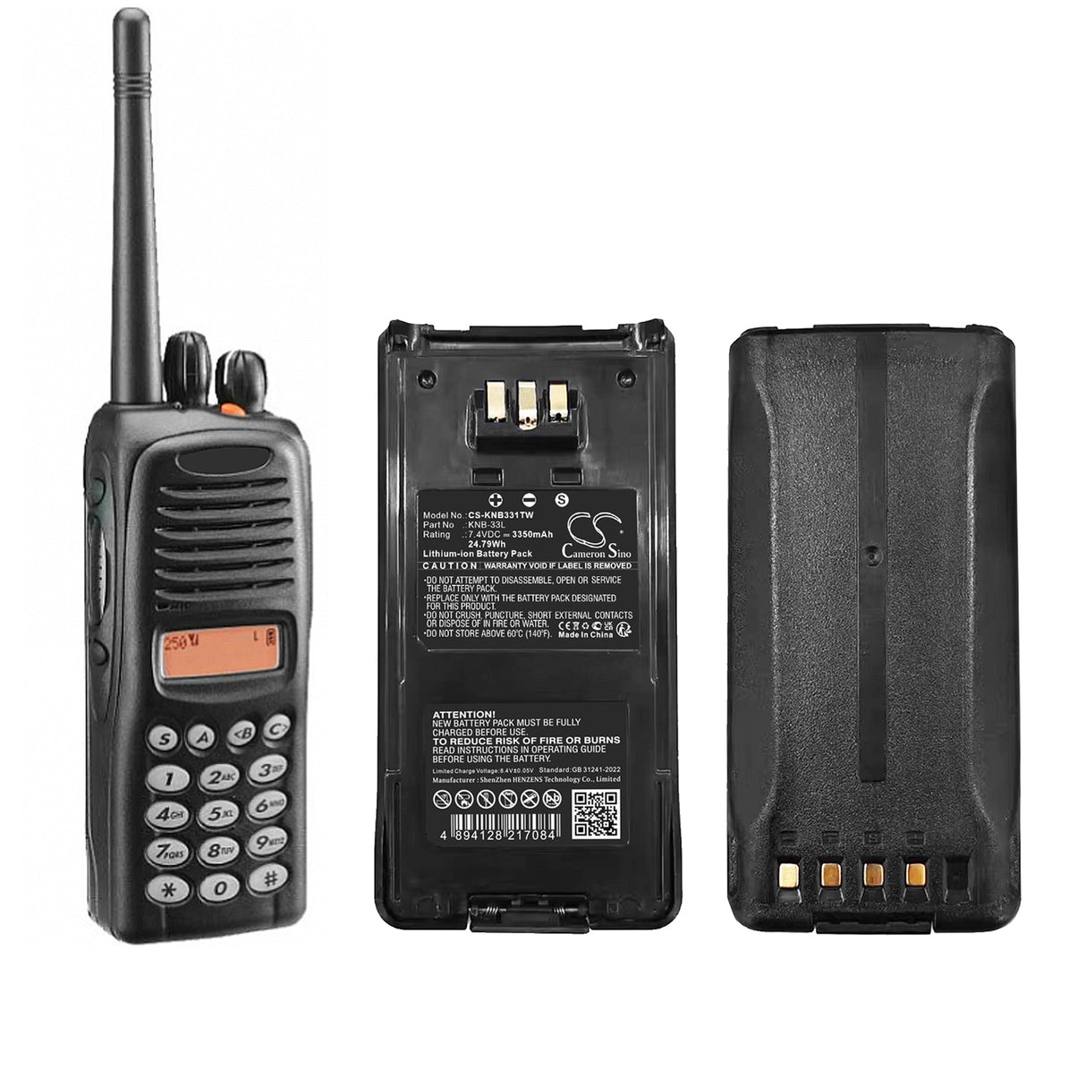 7.4V, Li-ion, 3350mAh, Two-Way Radio battery fits Kenwood, KNB-33L, TK-2180, TK-3160, 24.79Wh Two-Way Radio Cameron Sino Technology Limited