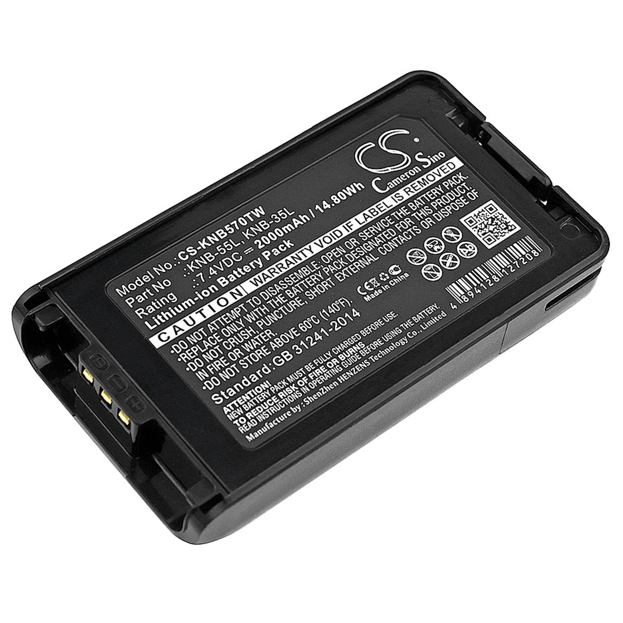7.4V, Li-ion, 2000mAh, Two-Way Radio battery fits Kenwood, KNB-55L, TK-2140, TK-3140, 14.8Wh Two-Way Radio Cameron Sino Technology Limited