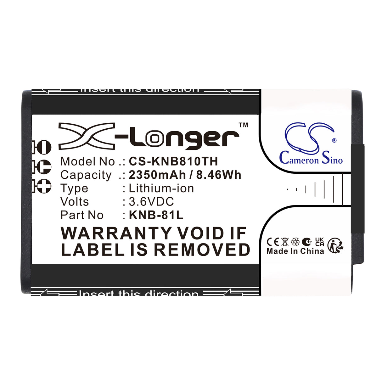 3.6V, Li-ion, 2350mAh, Two-Way Radio battery fits Kenwood, KNB-81L, NX-P500, PKT-300, 8.46Wh Two-Way Radio Cameron Sino Technology Limited