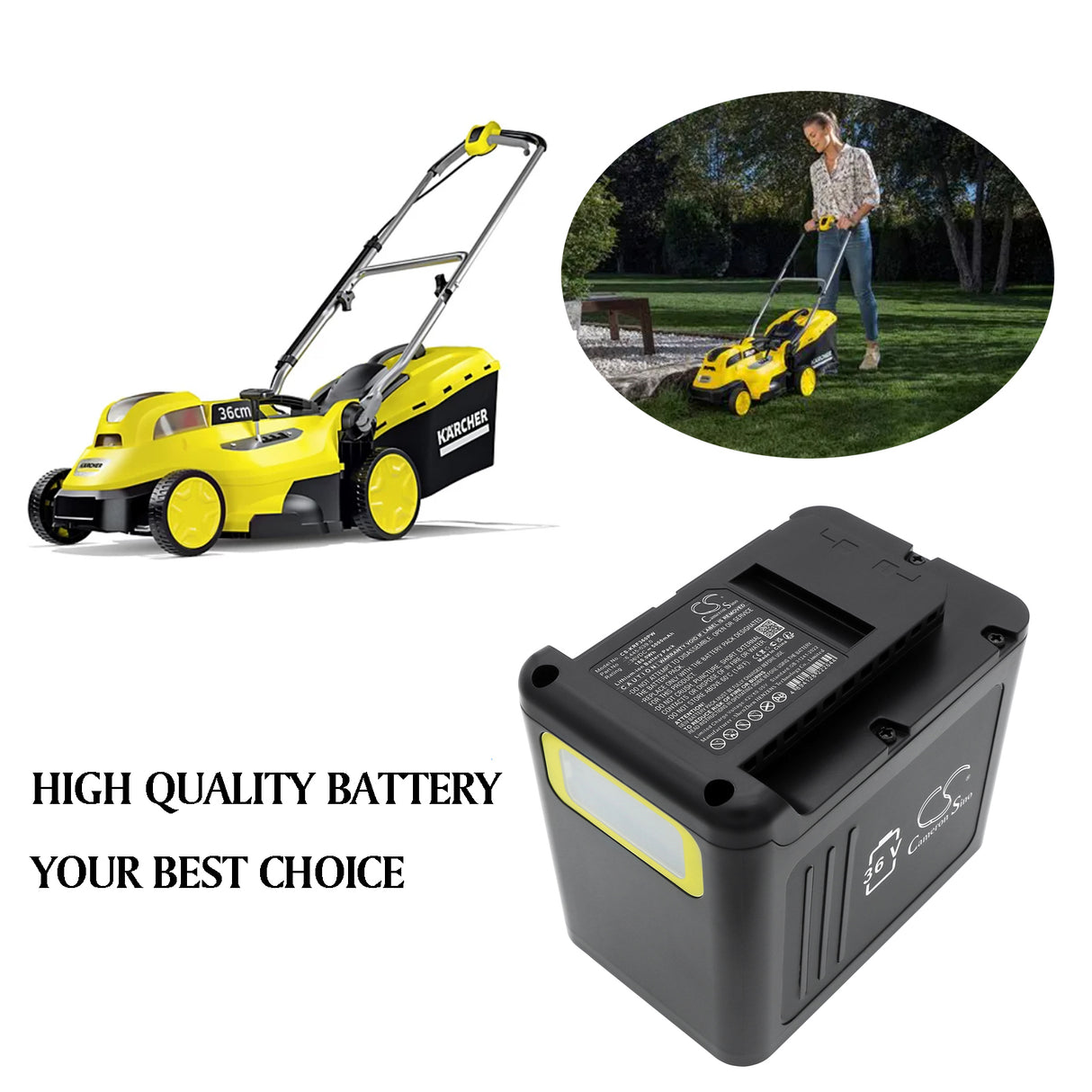 36V, Li-ion, 5000mAh, Gardening Tools battery fits Karcher, 6.445-039.0, Cordless lawn mower LMO 36-40, Cordless lawn mower LMO 36-46, 180Wh Gardening Tools Cameron Sino Technology Limited (Dangerous Goods)