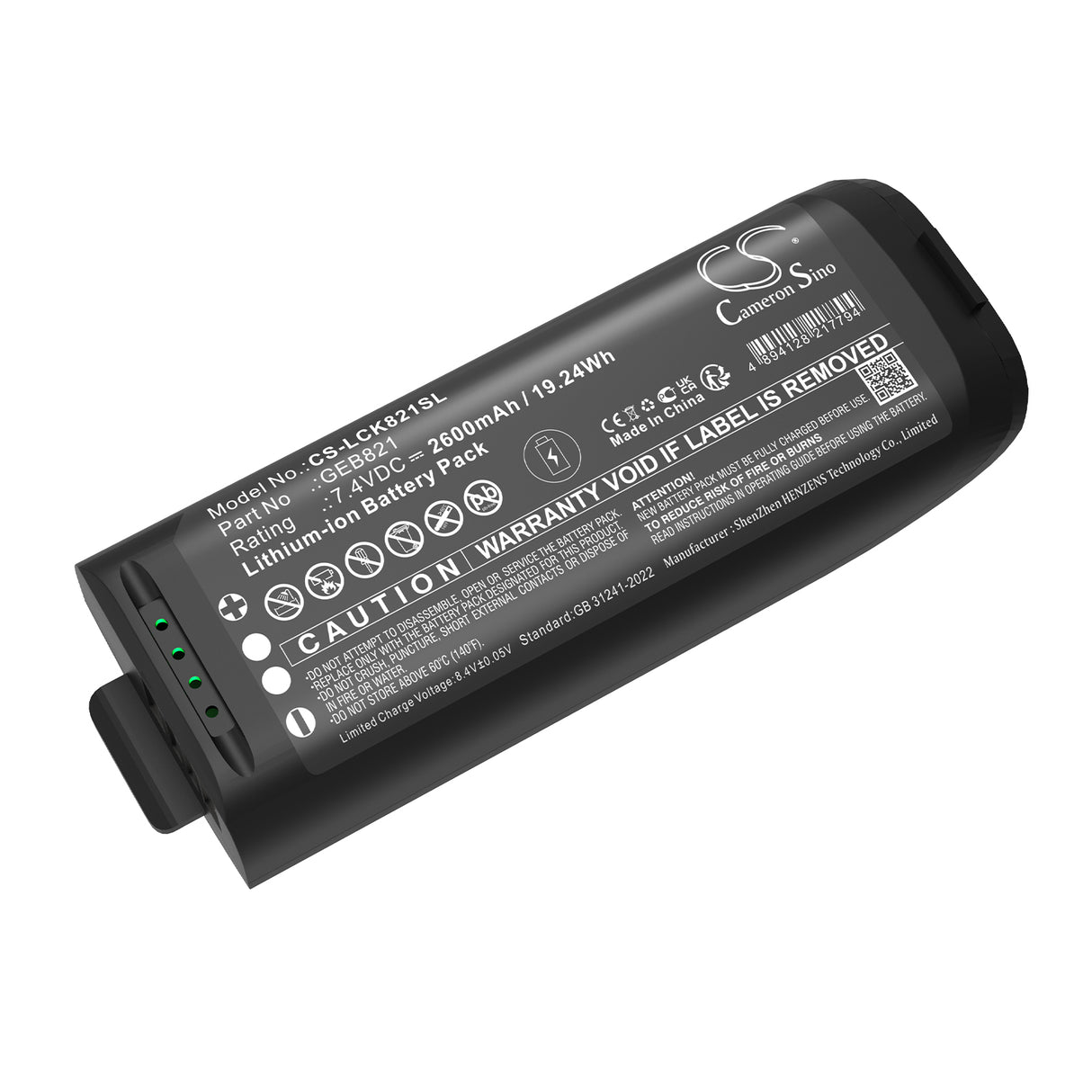 7.4V, Li-ion, 2600mAh, Equipment, Survey, Test battery fits Leica, 879638, Blk2go, Blk2go Handheld Imaging Laser, 19.24Wh Equipment, Survey, Test Cameron Sino Technology Limited