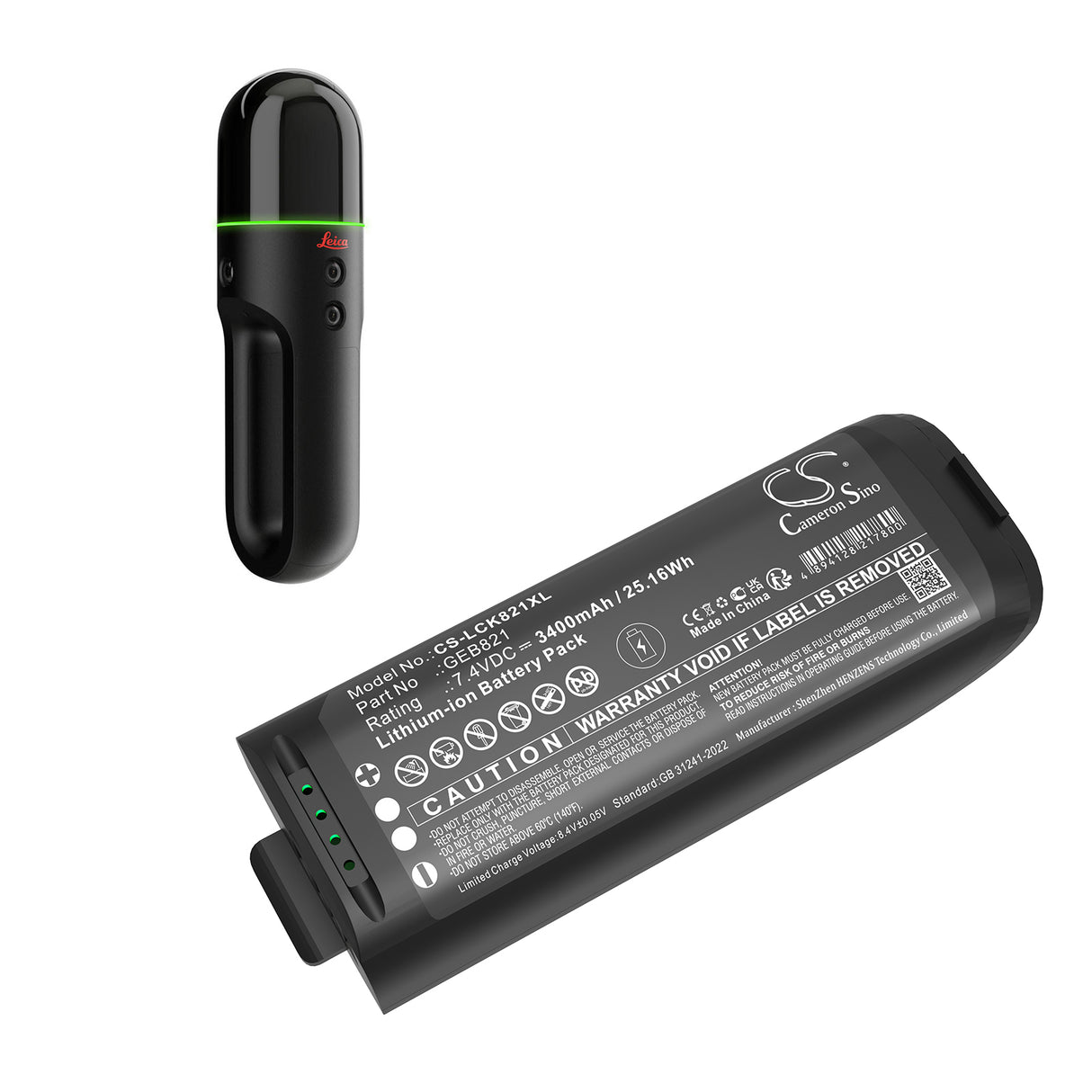 7.4V, Li-ion, 3400mAh, Equipment, Survey, Test battery fits Leica, 879638, Blk2go, Blk2go Handheld Imaging Laser, 25.16Wh Equipment, Survey, Test Cameron Sino Technology Limited