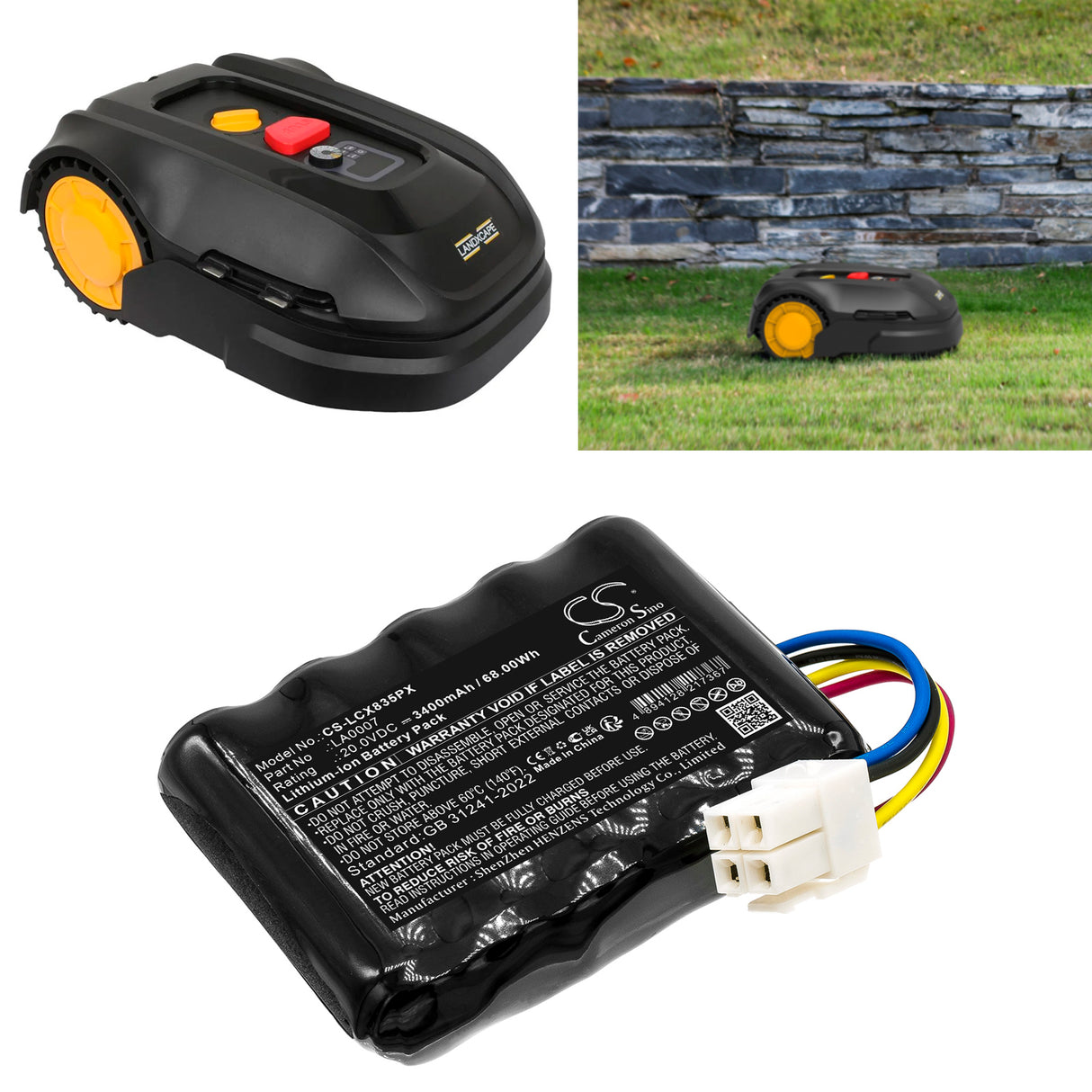 20.0V, Li-ion, 3400mAh, Lawn Mowers battery fits Landxcape, 50046811, Cr208e, Lx810i, 68.0Wh Lawn Mowers Cameron Sino Technology Limited