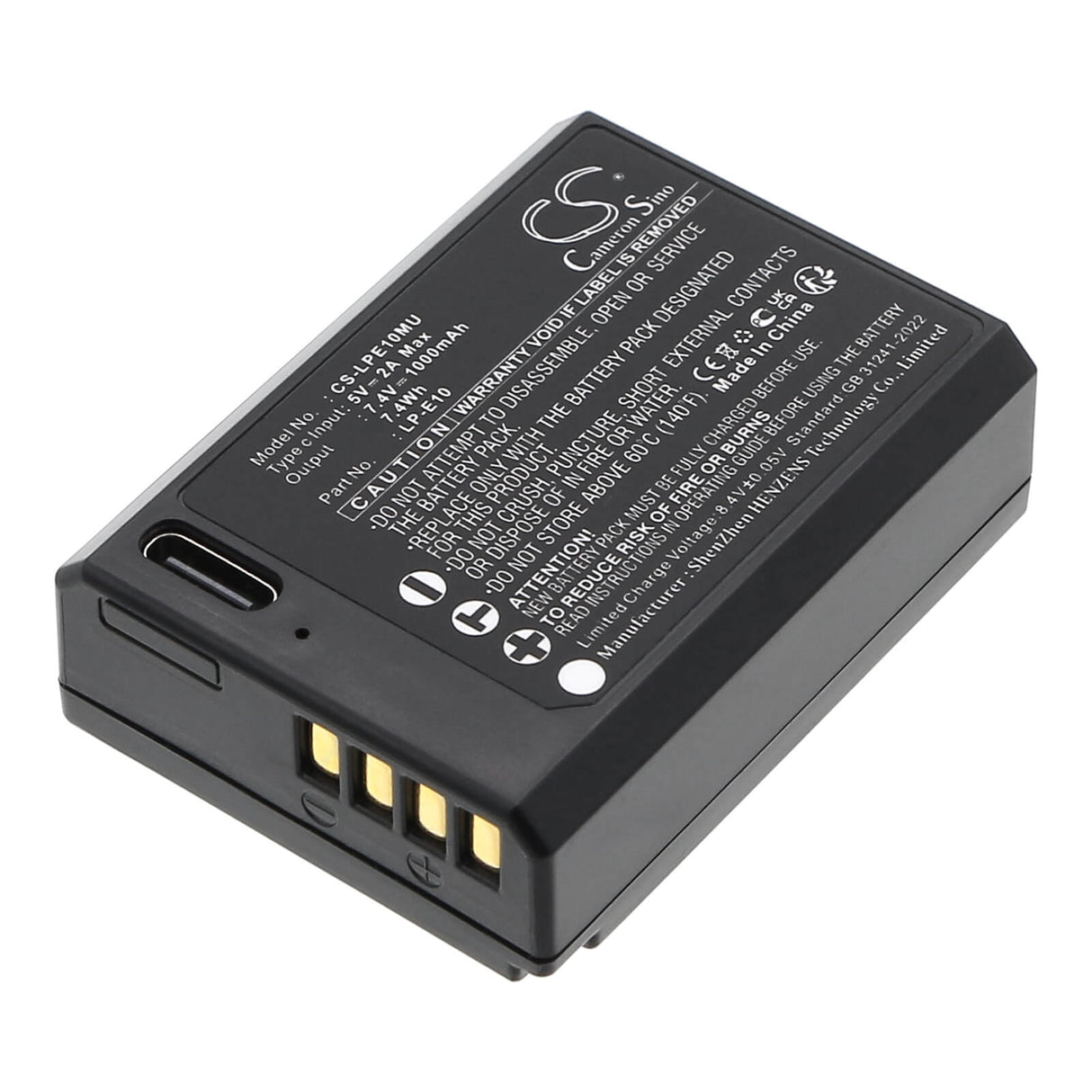 7.4V, Li-ion, 750mAh, Batterie pour appareil photo compatible avec Canon, LP-E12, EOS 100D, EOS Kiss X7, 5.55Wh Appareil photo Cameron Sino Technology Limited (Appareil photo)
