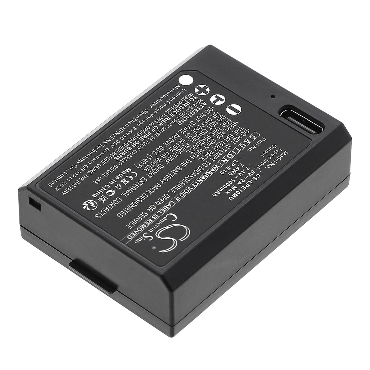 7,4V, Li-ion, 1000mAh, Batterie d'appareil photo compatible Canon, Lp-e10, Ds126291, Ds126491, 7.4Wh Appareil photo Cameron Sino Technology Limited (Appareil photo)
