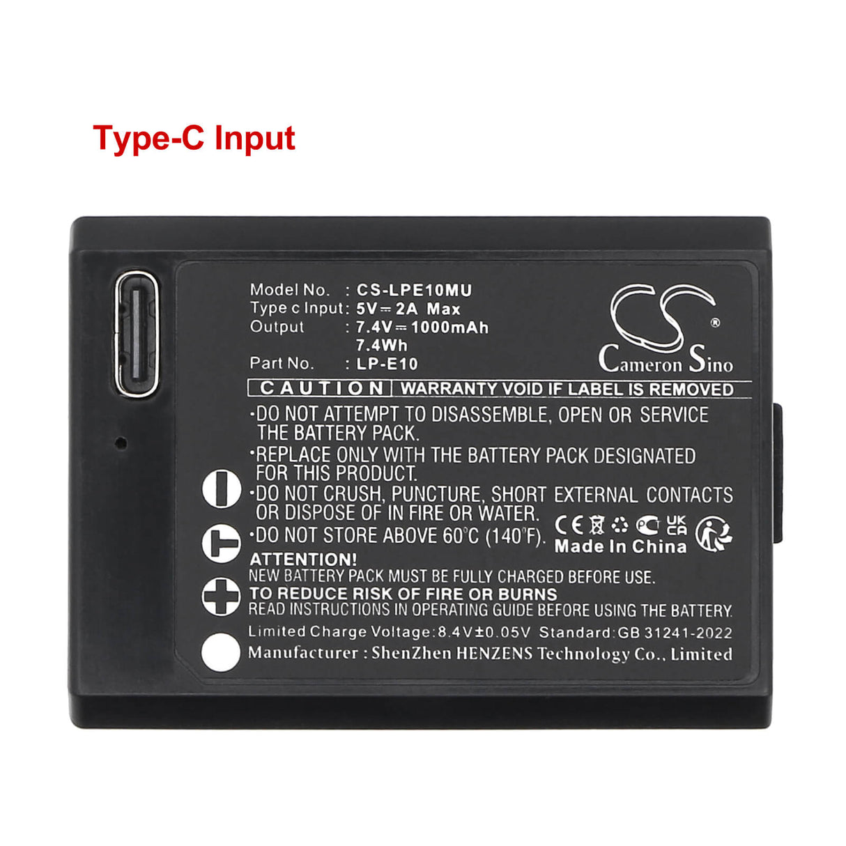 7.4V, Li-ion, 750mAh, Batterie pour appareil photo compatible avec Canon, LP-E12, EOS 100D, EOS Kiss X7, 5.55Wh Appareil photo Cameron Sino Technology Limited (Appareil photo)