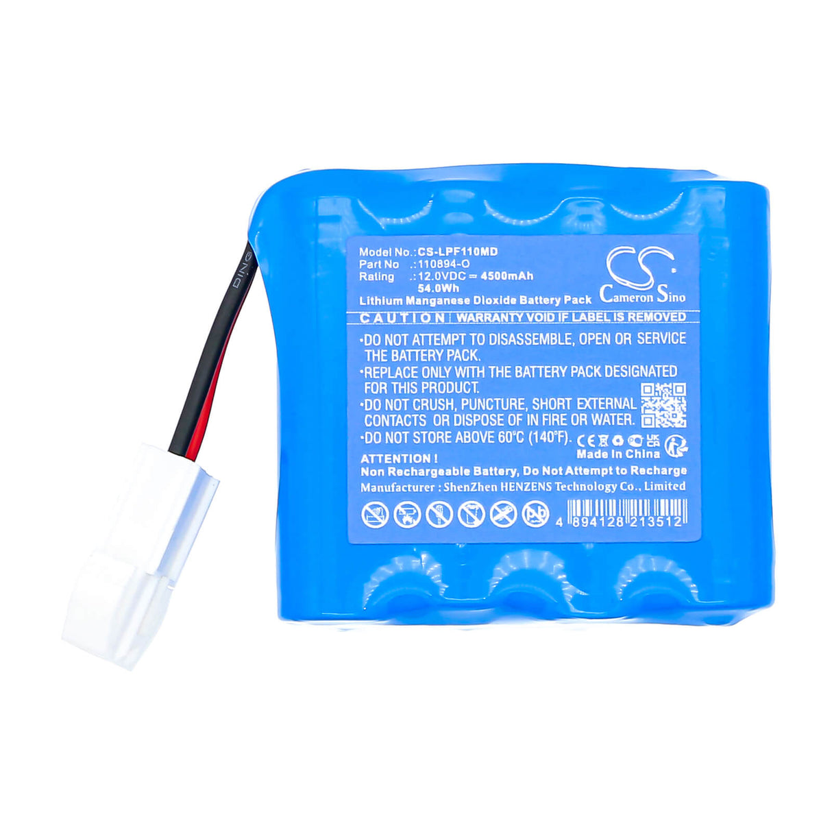 12.0V, Li-MnO2, 4500mAh, Medical battery fits Life-point, Defibrillator Aed Pro, Pro Aed, 54.0Wh Medical Cameron Sino Technology Limited (Medical)