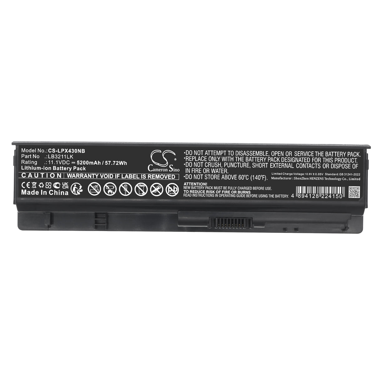 11.1V, Li-ion, 5200mAh, Notebook, Laptop battery fits LG, EAC61679004, P430, P530, 57.72Wh Notebook, Laptop Cameron Sino Technology Limited