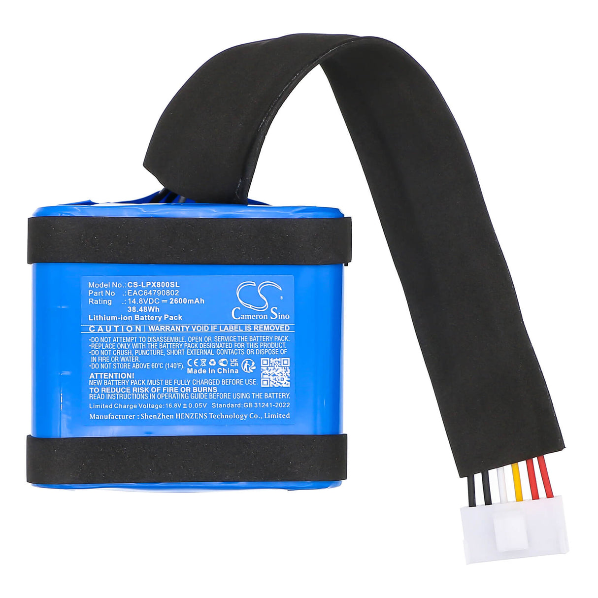14.8V, Li-ion, 2600mAh, Batterie de haut-parleur compatible avec Lg, Eac64790802, Xboom Xg8t, 38.48Wh Haut-parleur Cameron Sino Technology Limited