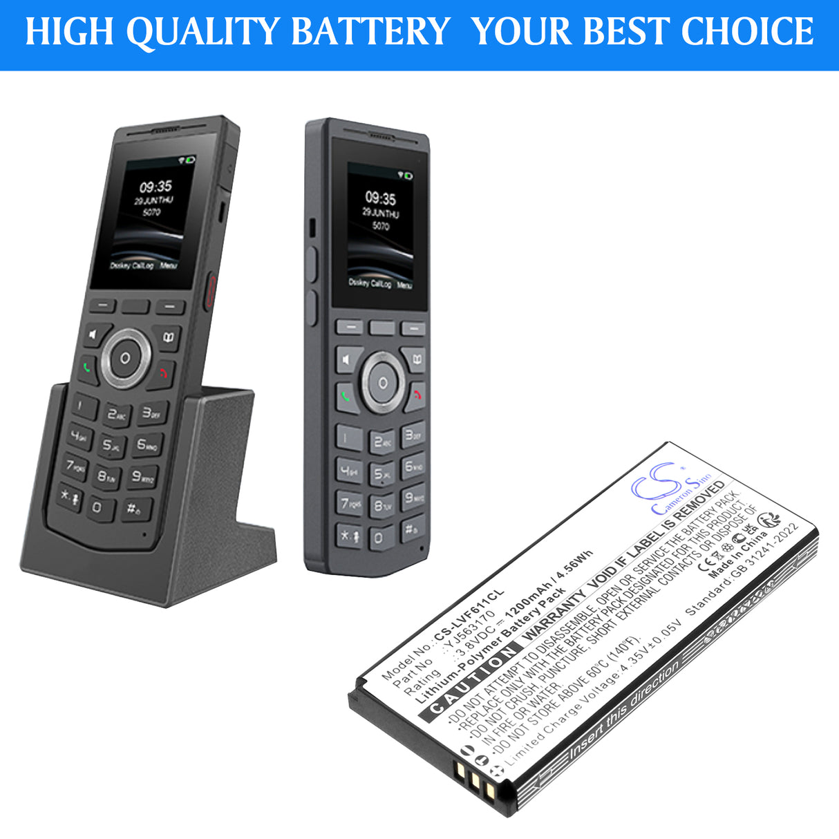 3.8V, Li-Polymer, 1200mAh, Cordless Phone battery fits Linkvil, BA30, Fanvil W610W, Fanvil W611W, 4.56Wh Cordless Phone Cameron Sino Technology Limited
