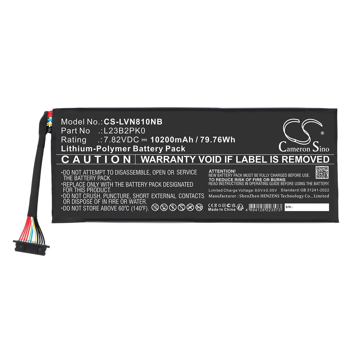 7.82V, Li-Polymer, 10200mAh, Notebook, Laptop battery fits Lenovo, 5B11M36296, Legion Go 8APU1, 79.76Wh Notebook, Laptop Cameron Sino Technology Limited