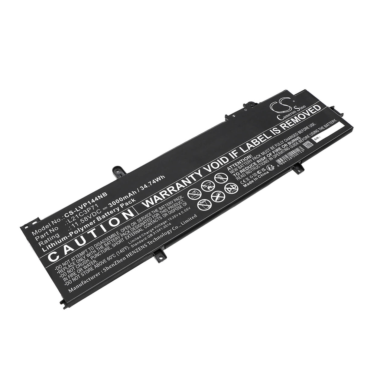 11.58V, Li-Polymer, 3000mAh, Battery fits Lenovo, Thinkpad P14s Gen3, Thinkpad T14 Gen3, 34.74Wh Notebook, Laptop Cameron Sino Technology Limited