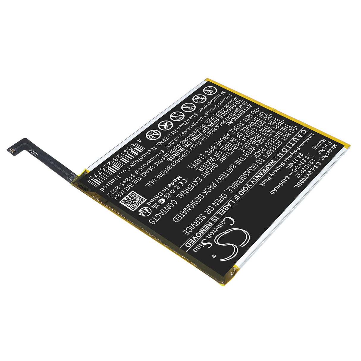 3.87V, Li-Polymer, 6400mAh, Tablet battery fits Lenovo, L21C2P32, Legion Y700, TB-9707F, 24.77Wh Tablet Cameron Sino Technology Limited