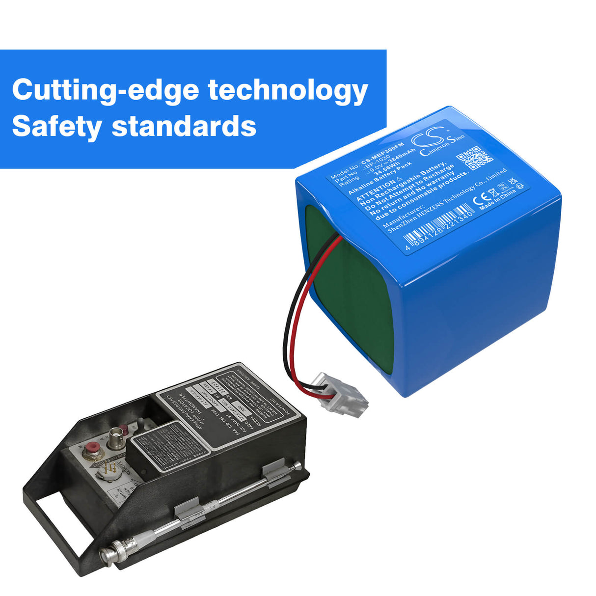 9,0V, Alcaline, 3840mAh, Batterie pour dispositifs de sécurité marine et de flottaison compatible avec Merl Pointer, BP-1030, 3000 ELT Localisateur d'urgence, 34,56Wh Dispositifs de sécurité marine et de flottaison Cameron Sino Technology Limited