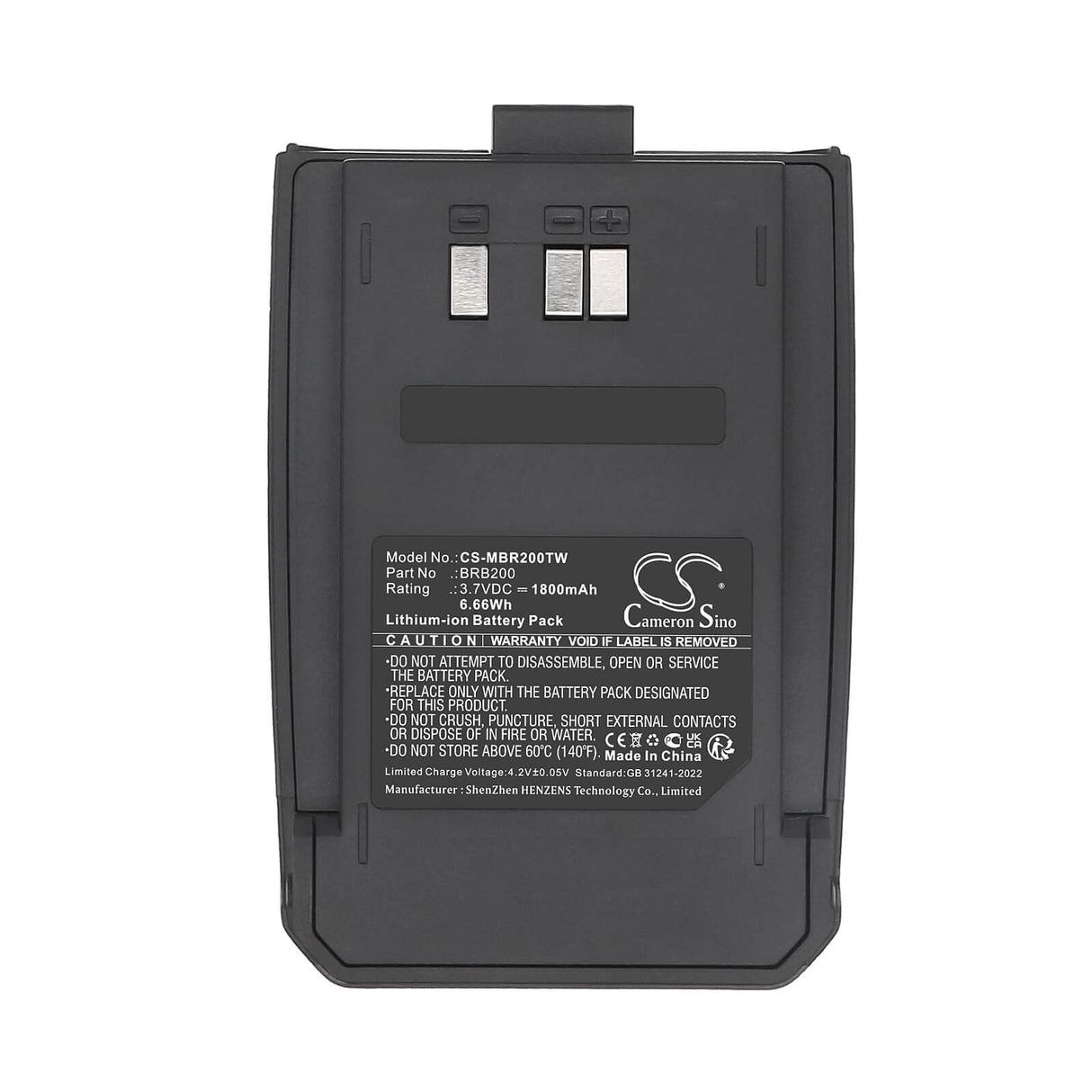 3.7V, Li-ion, 1800mAh, Two-Way Radio battery fits Midland, BRB200, BizTalk BR200, 6.66Wh Two-Way Radio Cameron Sino Technology Limited