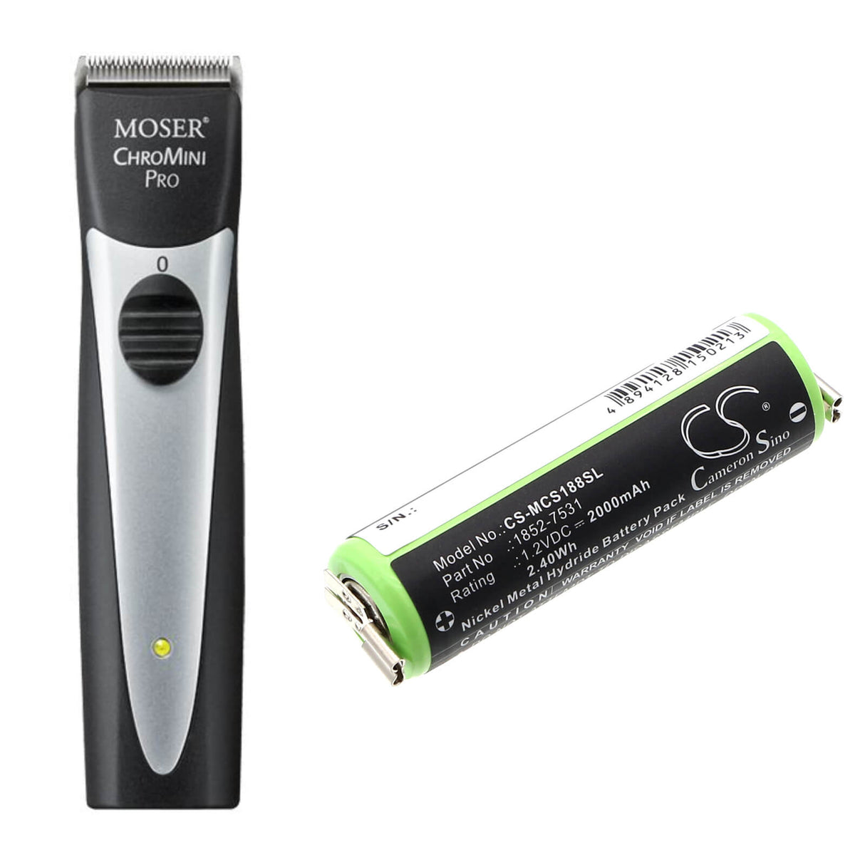 1.2V, Ni-MH, 2000mAh, Shaver battery fits Moser, Wella, 1590-7291, Chromini 1591, Chromini 1591b, 2.4Wh Shaver Cameron Sino Technology Limited