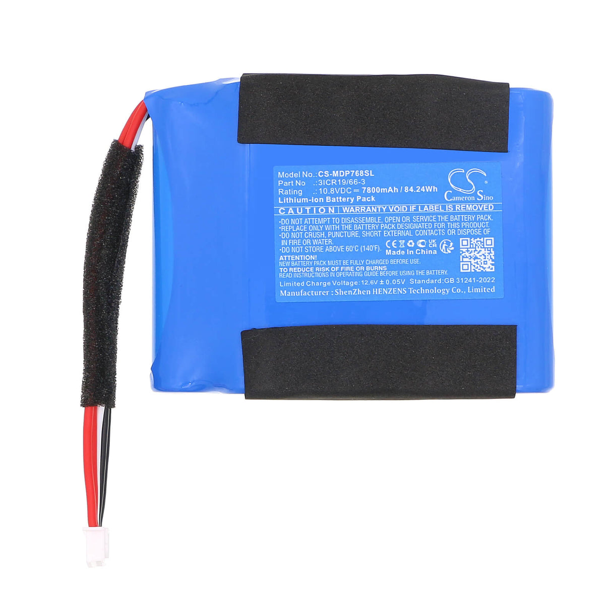 10.8V, Li-ion, 7800mAh, Batterie de haut-parleur compatible avec Medion, 3icr19/66-3, 50077082, Life P61746, 84.24Wh Haut-parleur Cameron Sino Technology Limited