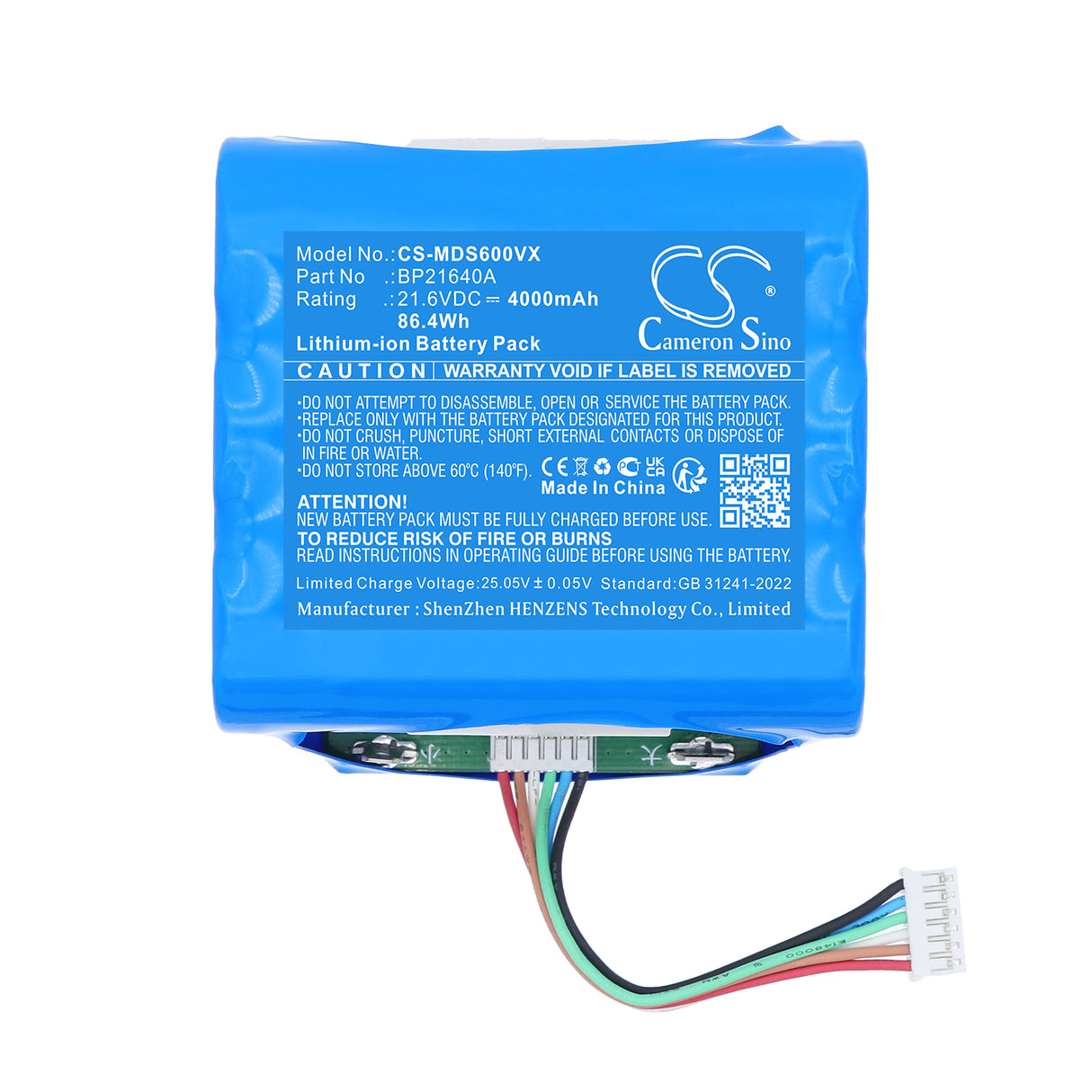 21.6V, Li-ion, 4000mAh, Vacuum battery fits Midea, BP21640A, S60, S60 Hono, 86.4Wh Vacuum Cameron Sino Technology Limited