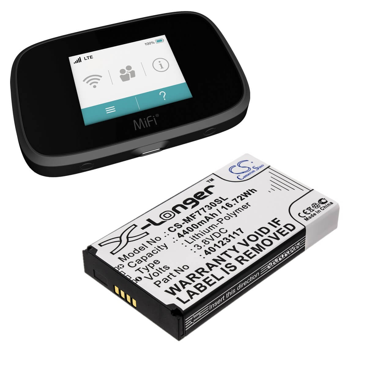 3,8V, Li-Polymer, 4400mAh, batterie Hotspot compatible avec Novatel Wireless, Verizon, 40123117, Jetpack 4g Lte, Jetpack Mifi 7730l, 16,72Wh Hotspot Cameron Sino Technology Limited