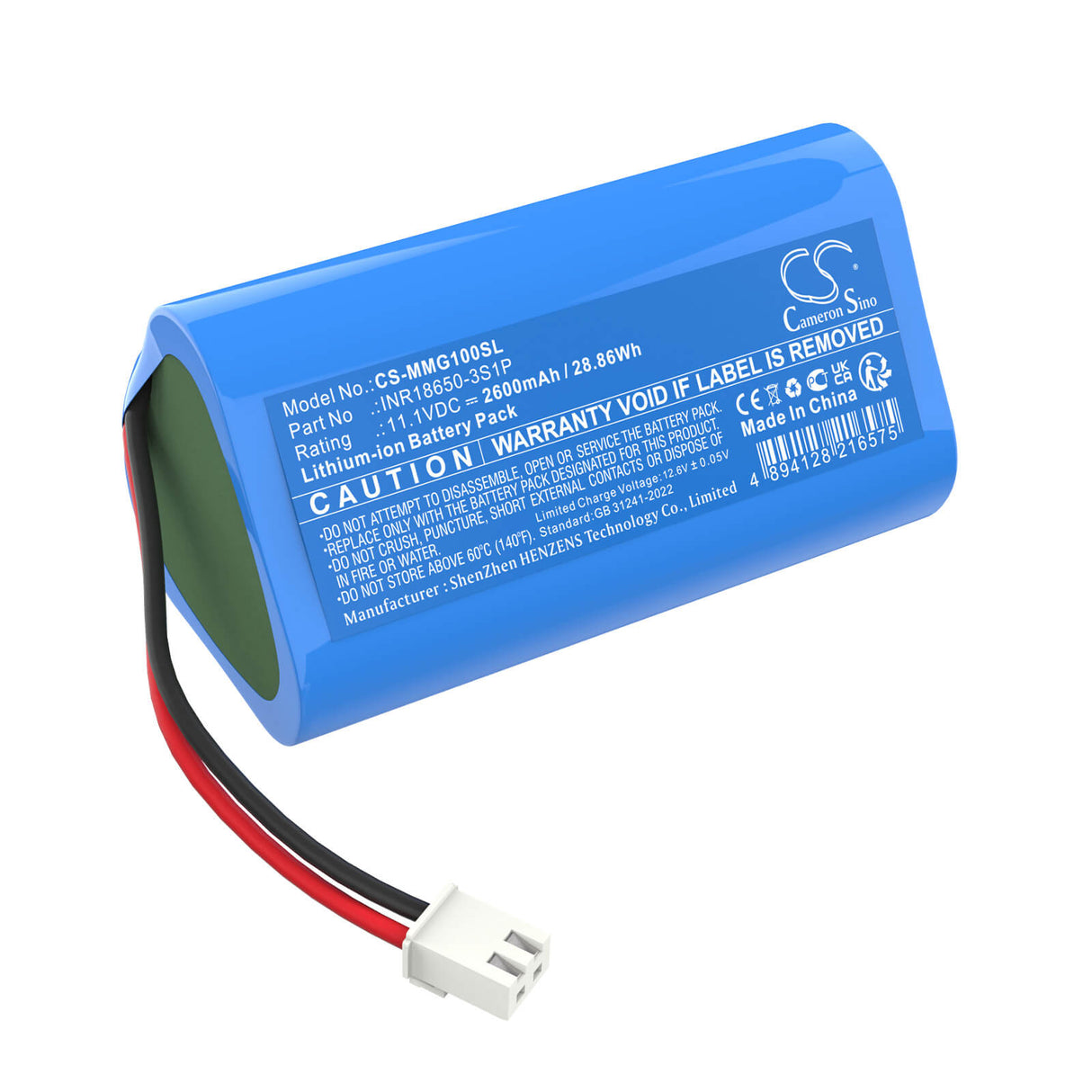 11.1V, Li-ion, 2600mAh, Personal Care battery fits Muscle, Inr18650-3s1p, Massage Gun, 28.86Wh Personal Care Cameron Sino Technology Limited