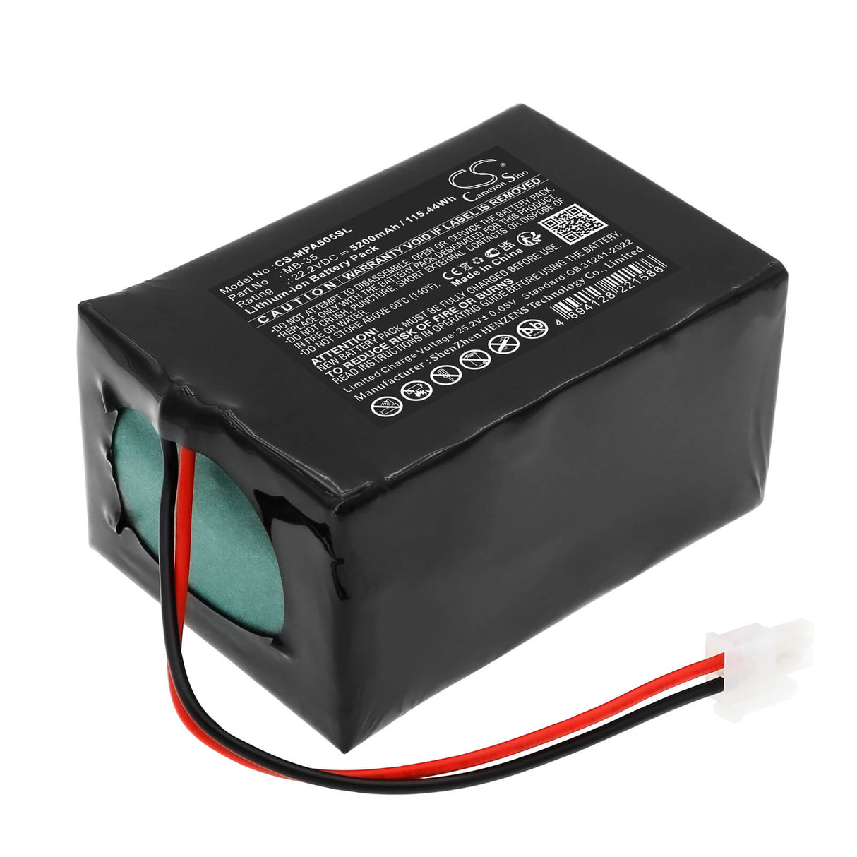22.2V, Li-ion, 5200mAh, Speaker battery fits Mipro, MB-35, MA-505, MA-505 Portable Wireless PA Sy, 115.44Wh Speaker Cameron Sino Technology Limited (Dangerous Goods)