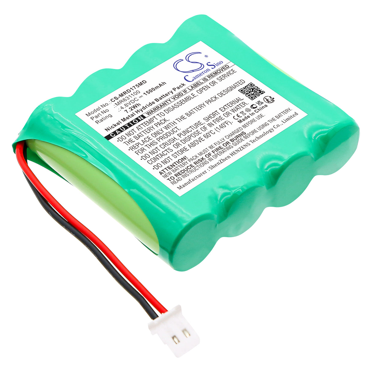4.8V, Ni-MH, 1500mAh, Batterie médicale compatible avec Medready, MR631100, Distributeur de médicaments 1750, Distributeur de médicaments MR-357, 7.2Wh Medical Cameron Sino Technology Limited (Médical)