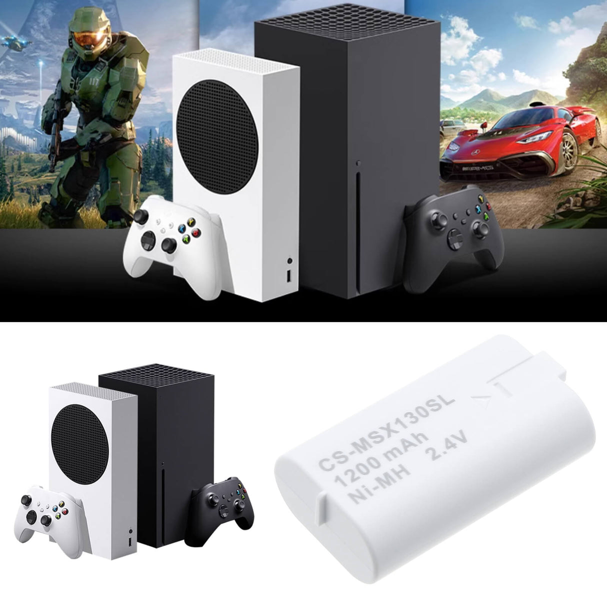 2.4V, Ni-MH, 1200mAh, batterie de console de jeu compatible avec Microsoft, Blanc, X872044-005, Xbox X1, Xbox X1 Elite, 2.88Wh Console de jeu Cameron Sino Technology Limited