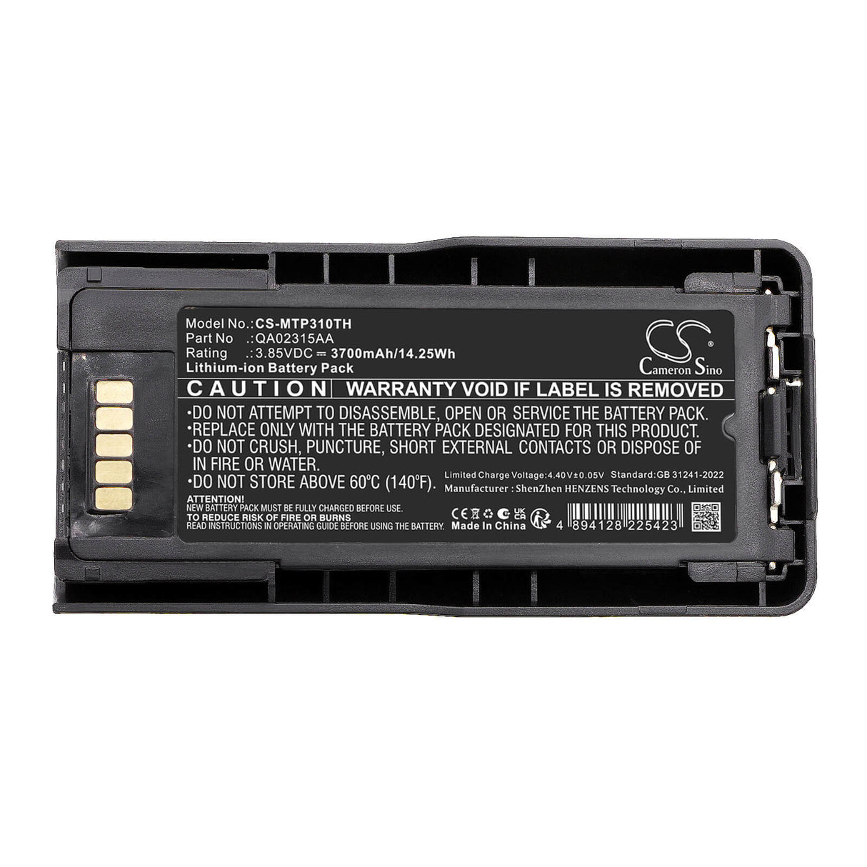 3.85V, Li-ion, 3700mAh, Two-Way Radio battery fits Motorola, PMNN4522A, MTP600, MTP3000, 14.25Wh Two-Way Radio Cameron Sino Technology Limited