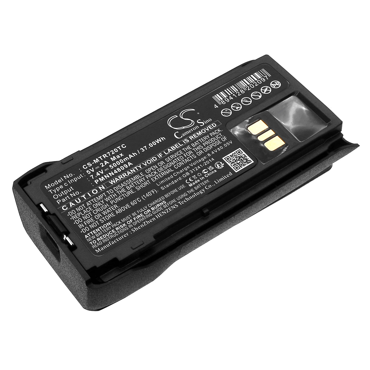 7.4V, Li-ion, 5000mAh, Two-Way Radio Battery with USB-C Charge Port fits Motorola, R7, R7a, 37.00Wh Two-Way Radio Cameron Sino Technology Limited