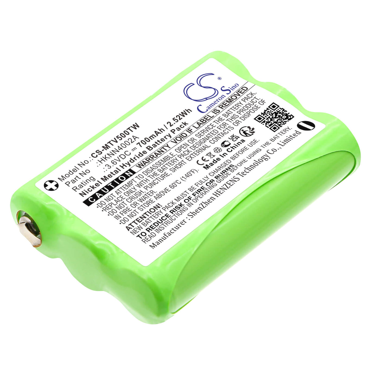 3.6V, Ni-MH, 700mAh, Two-Way Radio battery fits Motorola, 1532, Em1000, Em1000r, 2.52Wh Two-Way Radio Cameron Sino Technology Limited