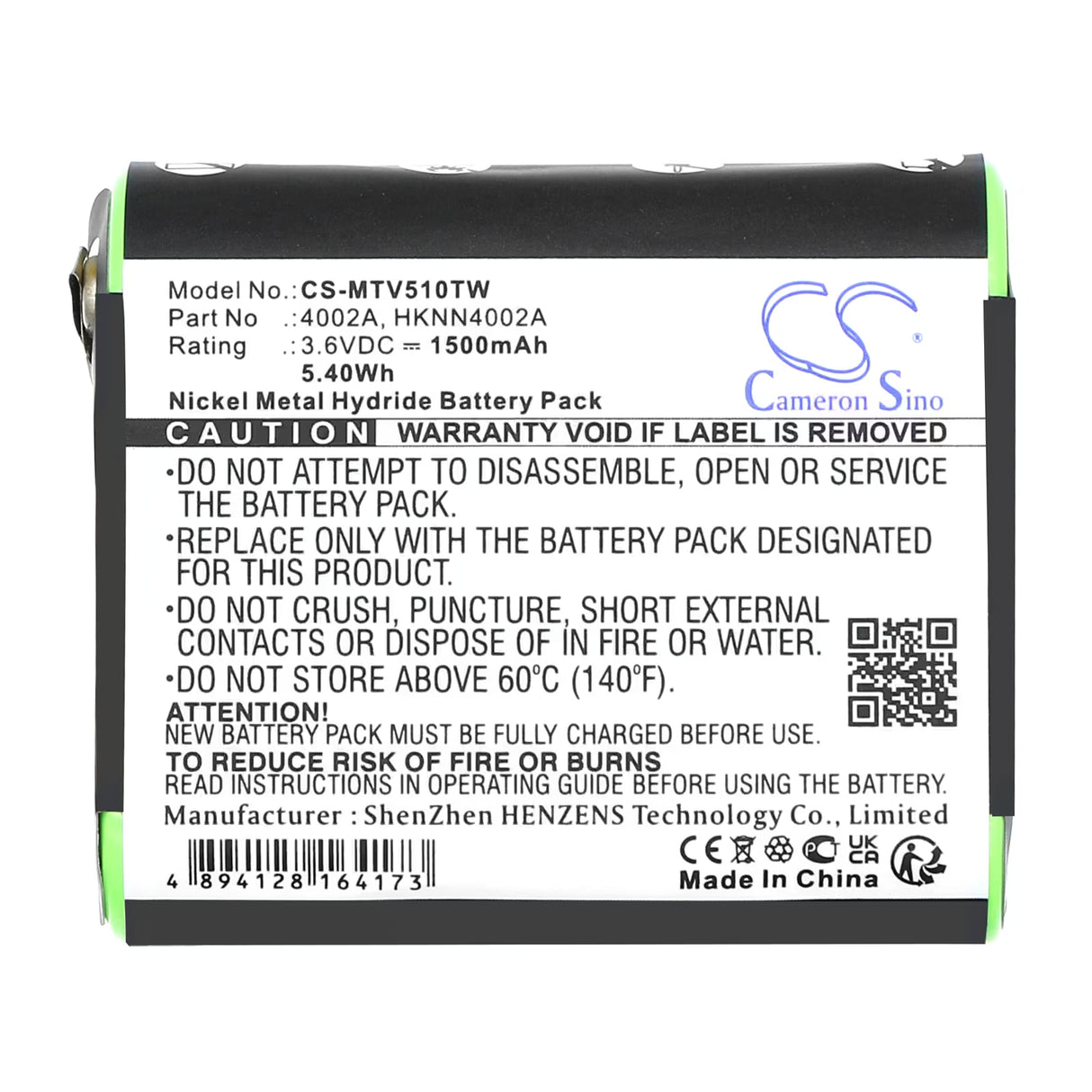 3.6V, Ni-MH, 1500mAh, Two-Way Radio battery fits Motorola, 1532, Em1000, Em1000r, 5.4Wh Two-Way Radio Cameron Sino Technology Limited