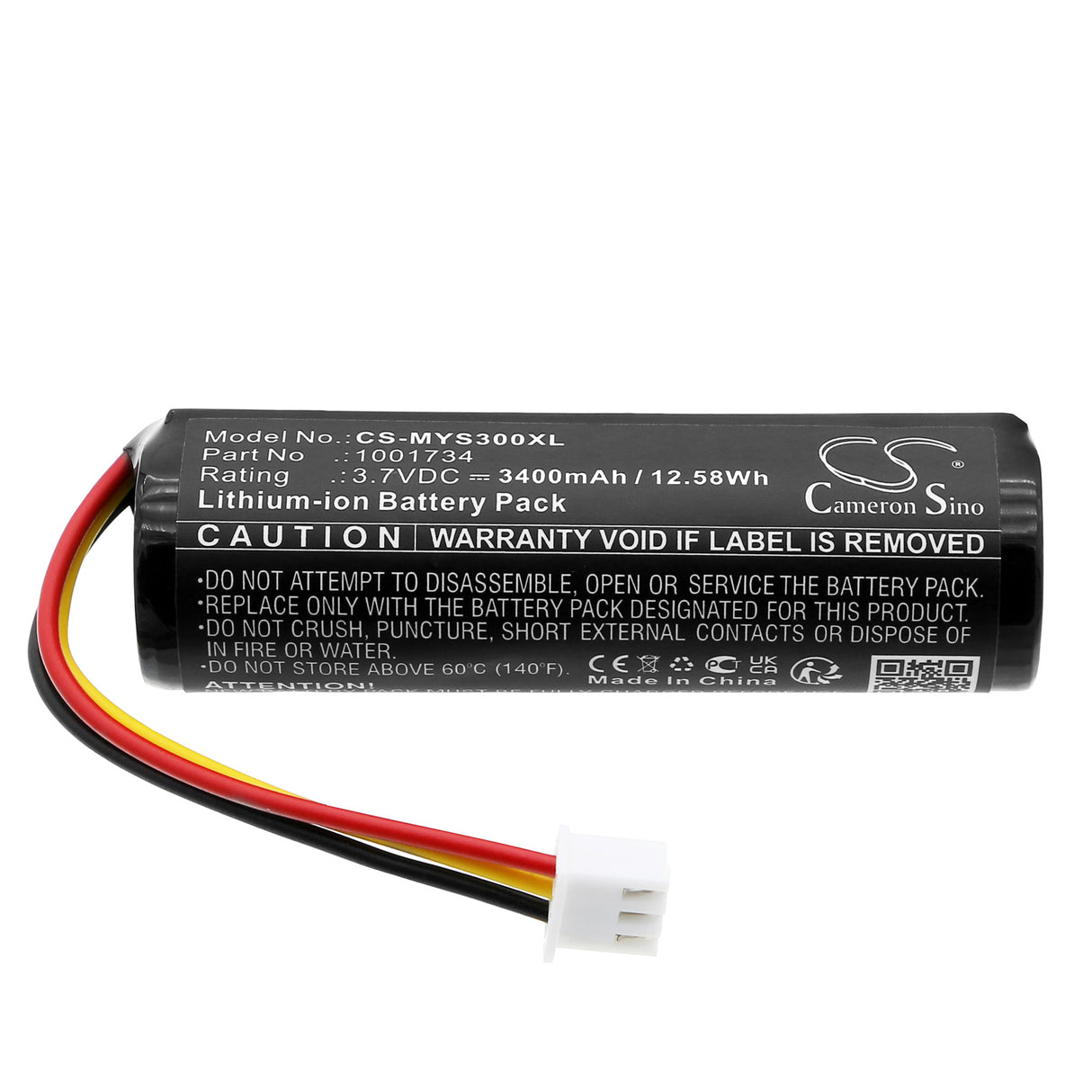 3.7V, Li-ion, 3400mAh, Medical battery fits Envitec, 1001734, 1001844, MySign O O2 Meter, 12.58Wh Medical Cameron Sino Technology Limited