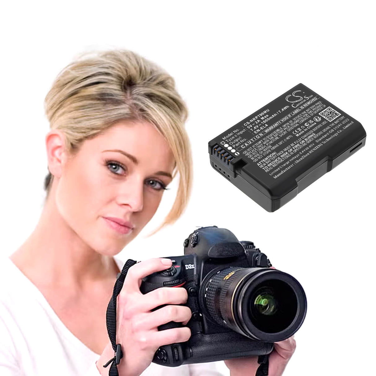 7.4V, Li-ion, 1000mAh, Batterie d'appareil photo compatible avec Nikon, EN-EL4, D2H, D2Hs, 7.4Wh Appareil photo Cameron Sino Technology Limited