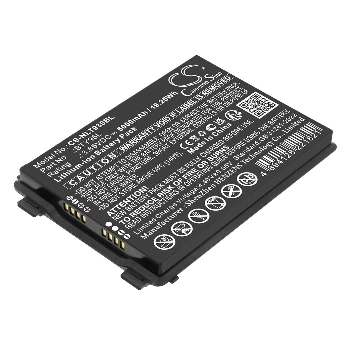 3.85V, Li-ion, 5000mAh, Barcode Scanner battery fits Newland, BTY95L, MT93, MT93 Megattera, 19.25Wh Barcode Scanner Cameron Sino Technology Limited