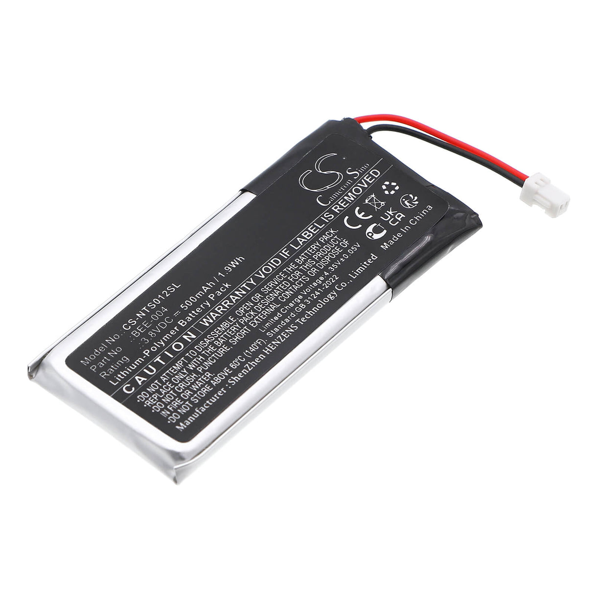 3,8V, Li-Polymer, 500mAh, batterie de console de jeu compatible avec Nintendo, BEE-004, BBE 012, BBE-012, 1,9Wh Console de jeu Cameron Sino Technology Limited