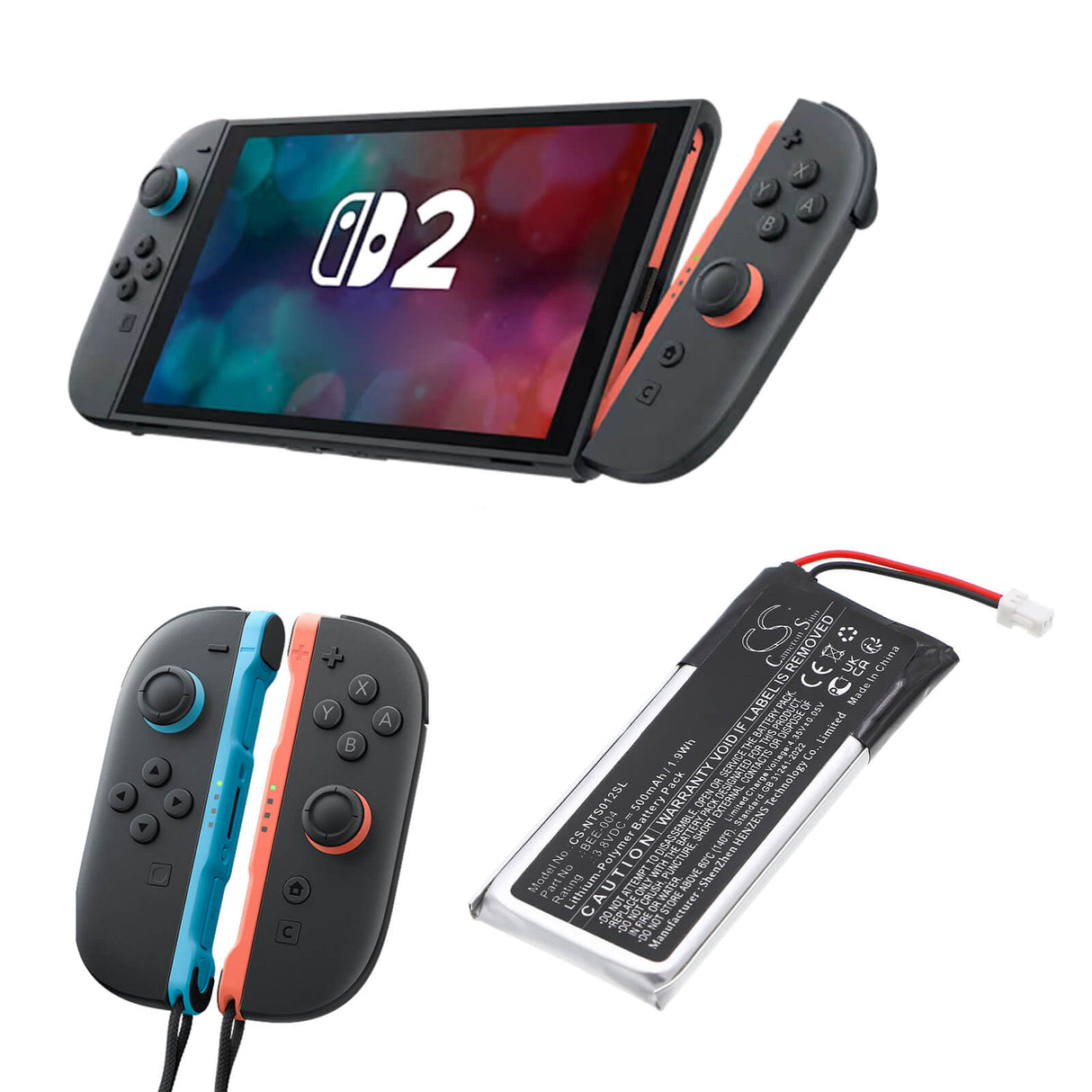 3,8V, Li-Polymer, 500mAh, batterie de console de jeu compatible avec Nintendo, BEE-004, BBE 012, BBE-012, 1,9Wh Console de jeu Cameron Sino Technology Limited