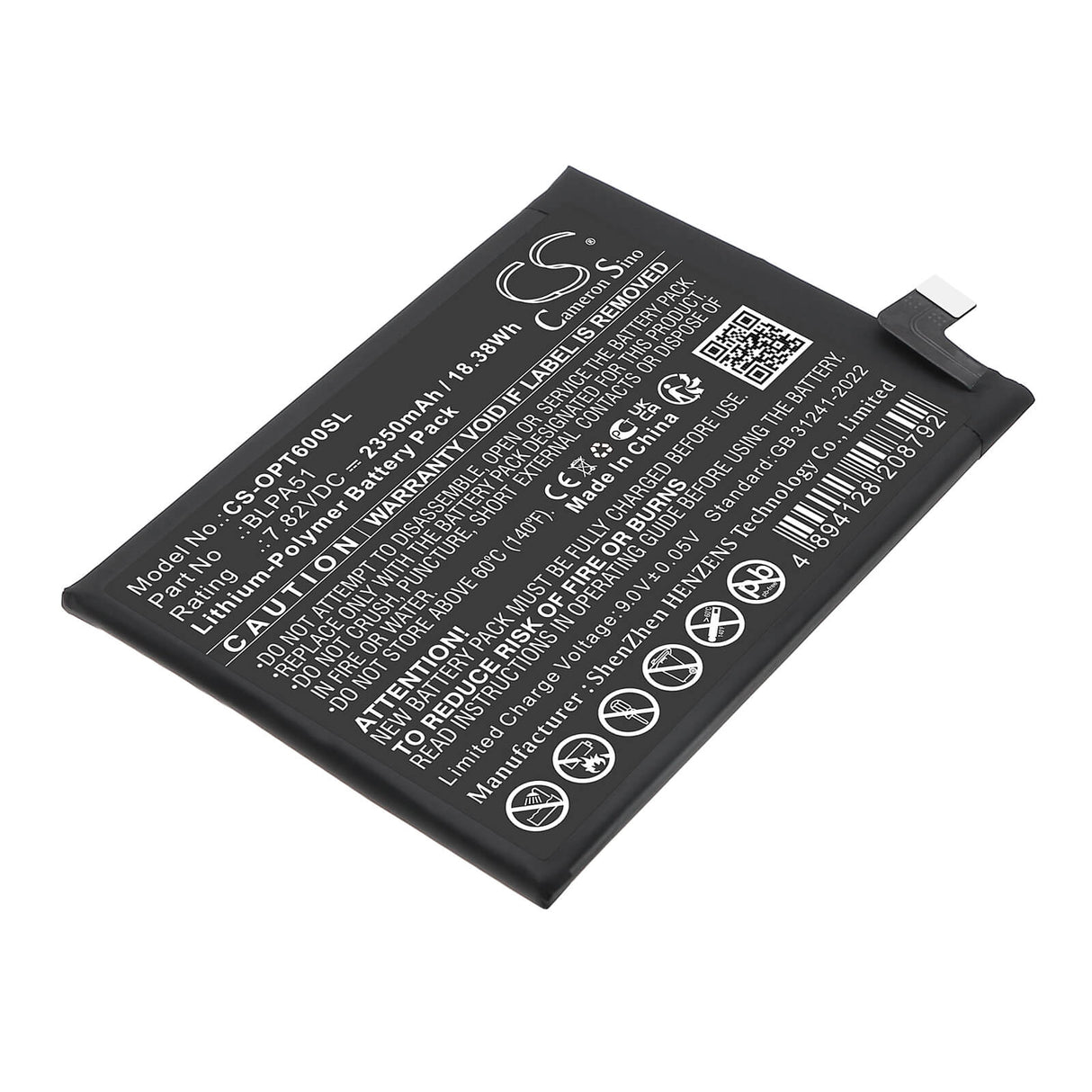 7,82V, Li-Polymer, 2650mAh, batterie de smartphone compatible avec Realme, Oppo, Blpa51, Realme Gt 6t, 20,72Wh Mobile, Smartphone Cameron Sino Technology Limited (Smartphone)