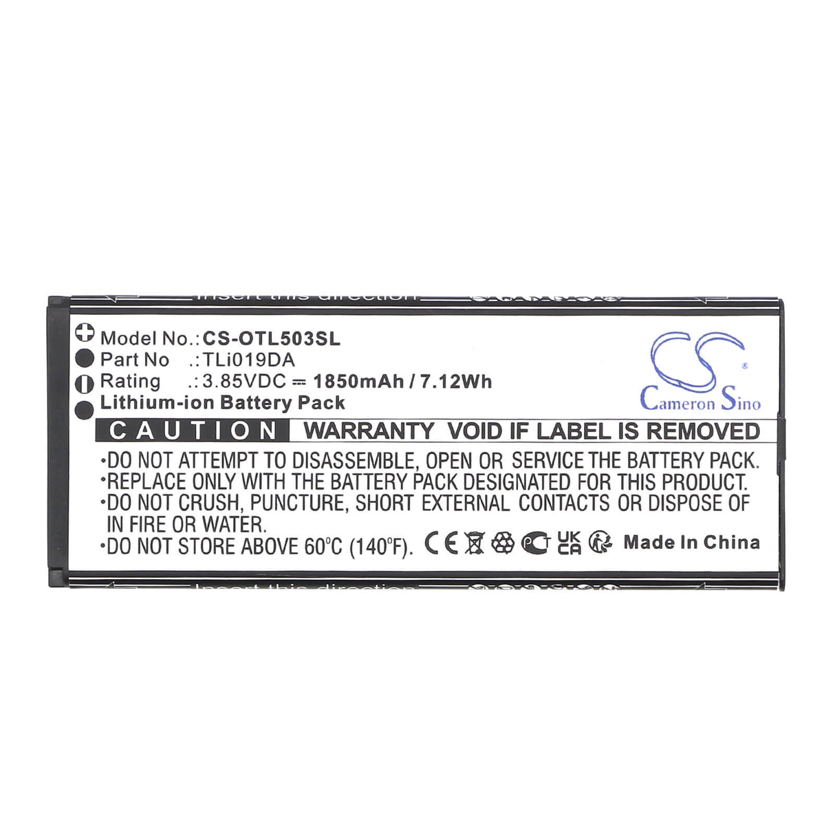 3,85V, Li-ion, 1950mAh, batterie de téléphone mobile, smartphone compatible avec Alcatel, Ot-5005r, Ot-5033a, 7,51Wh Mobile, Smartphone Cameron Sino Technology Limited (Smartphone)